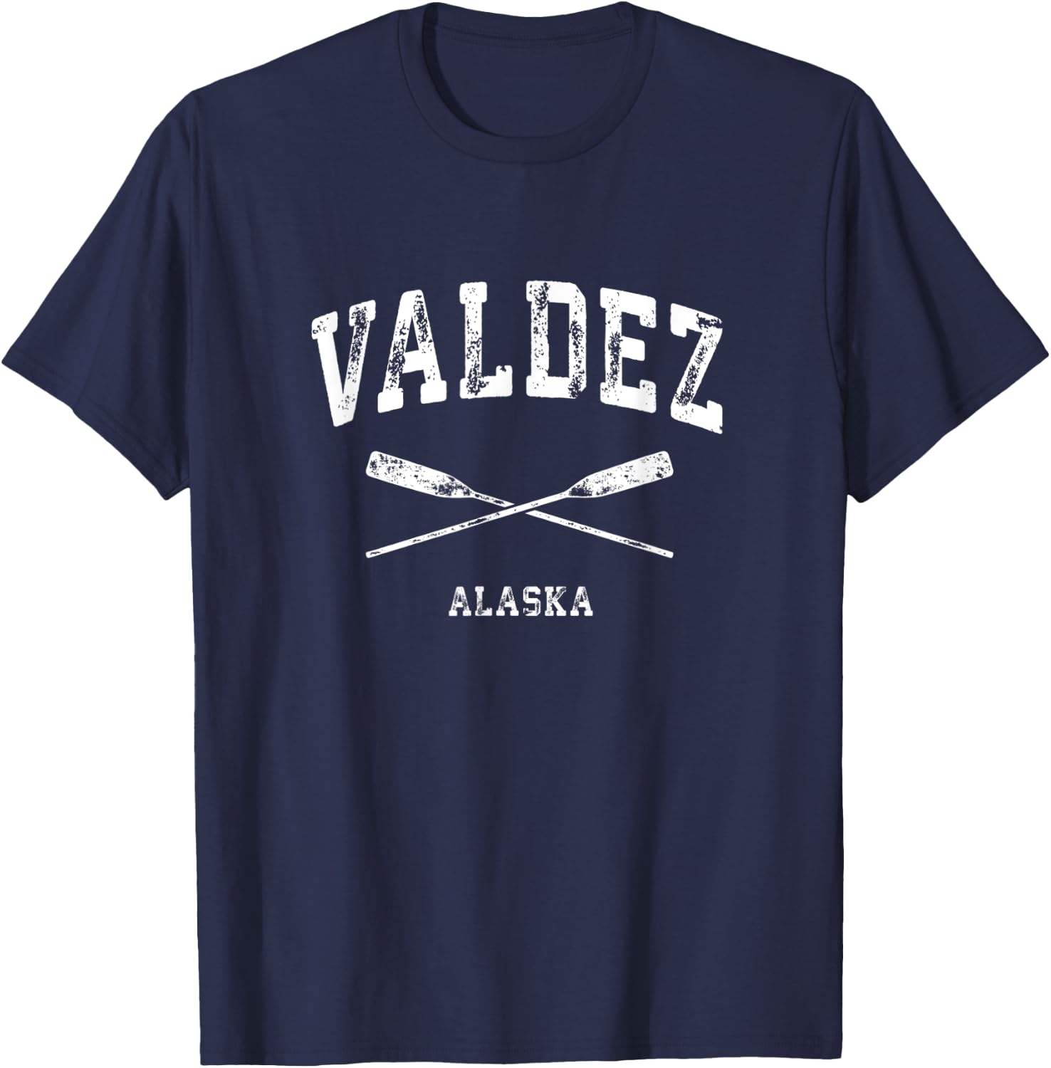 Valdez Alaska Vintage Nautical Crossed Oars T-Shirt - T-Shirt | Navy
