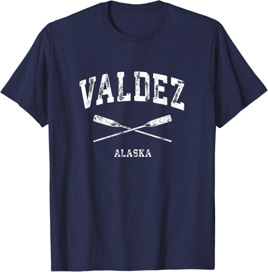 Valdez Alaska Vintage Nautical Crossed Oars T-Shirt - T-Shirt | Navy