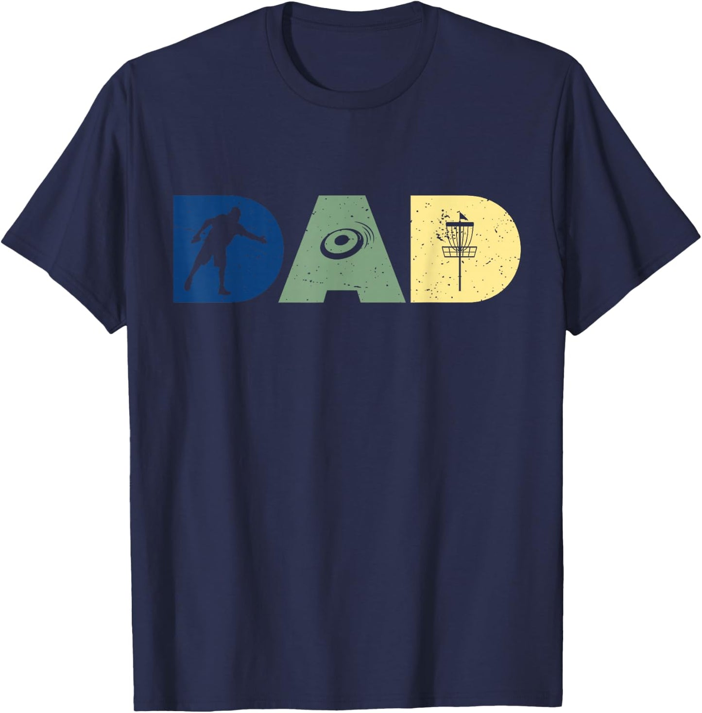 Funny Dad Disc Golf Player Sport Fathers Day Vintage Retro T-Shirt - T-Shirt | Navy