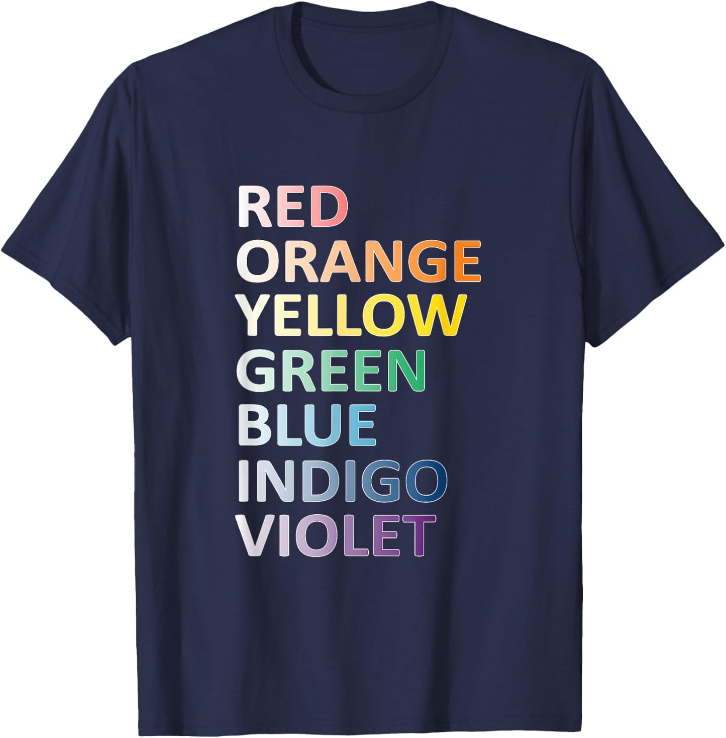ROY G BIV Rainbow Art Teacher Class School Spectrum Women Kids T-Shirt - T-Shirt | Navy