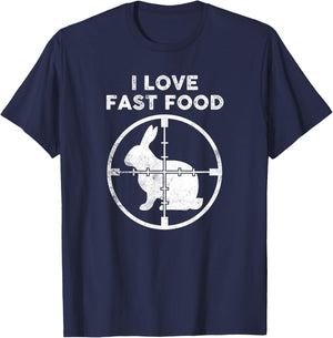 Funny Rabbit Hunter I Love Fast Food Crosshairs T-Shirt - T-Shirt | Navy