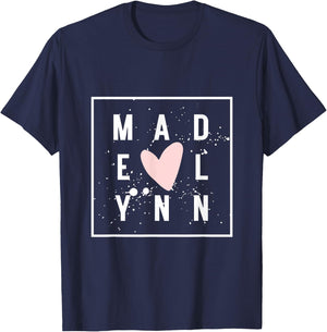 MADELYNN Nametag Girl Name Pink Heart MADELYNN Cute Name T-Shirt - T-Shirt | Navy