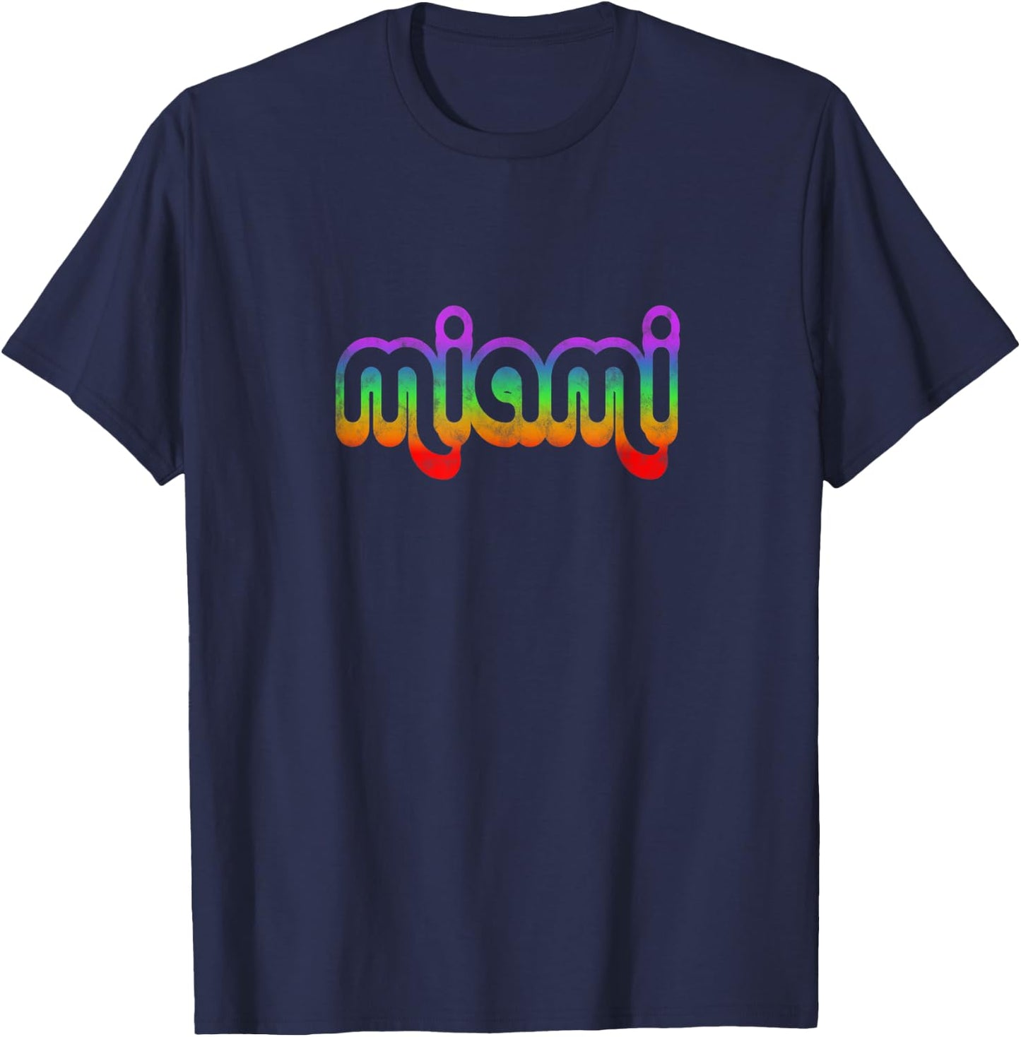 Miami Vintage Retro Florida Graphic Pride Love T Gifts T-Shirt - T-Shirt | Navy