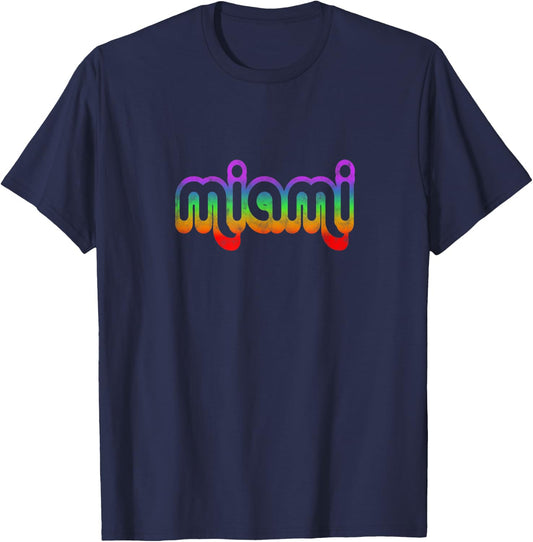 Miami Vintage Retro Florida Graphic Pride Love T Gifts T-Shirt - T-Shirt | Navy