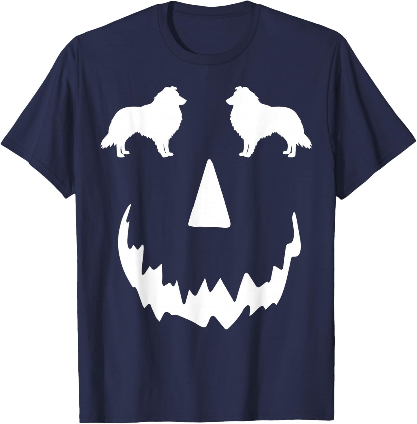 pumpkin Sheltie halloween, Shetland Sheepdog halloween T-Shirt - T-Shirt | Navy