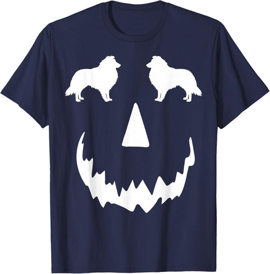 pumpkin Sheltie halloween, Shetland Sheepdog halloween T-Shirt - T-Shirt | Navy