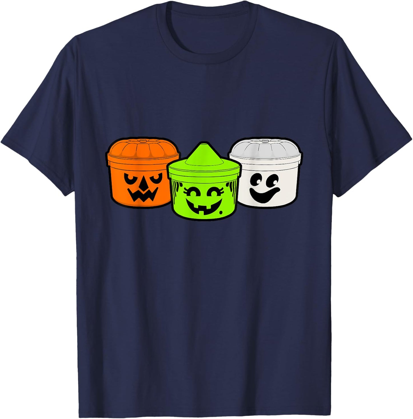 Boo Buckets Halloween Pumpkin Witch And Ghost T-Shirt - T-Shirt | Navy