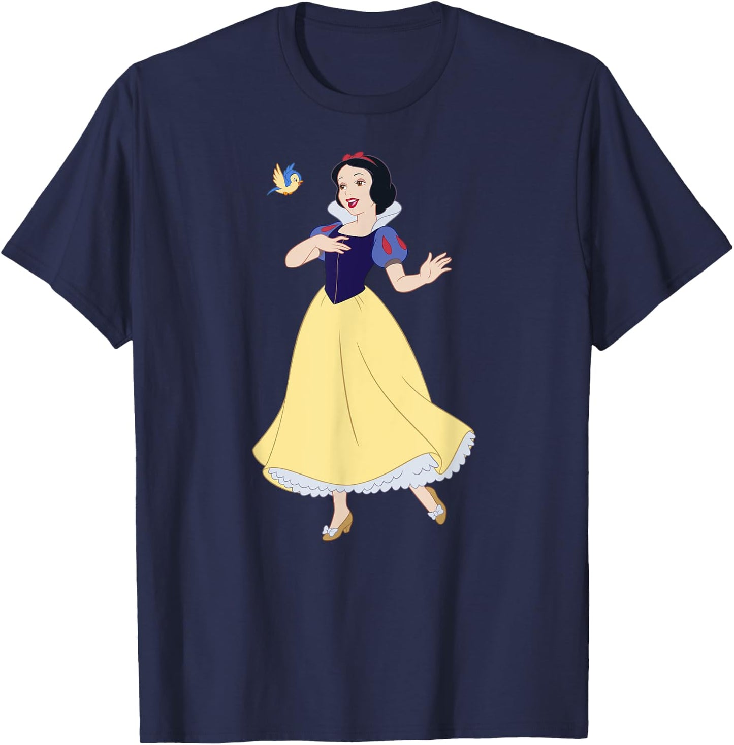 with Princess Snow White Singing Bird Design, blue T-Shirt - T-Shirt | Navy