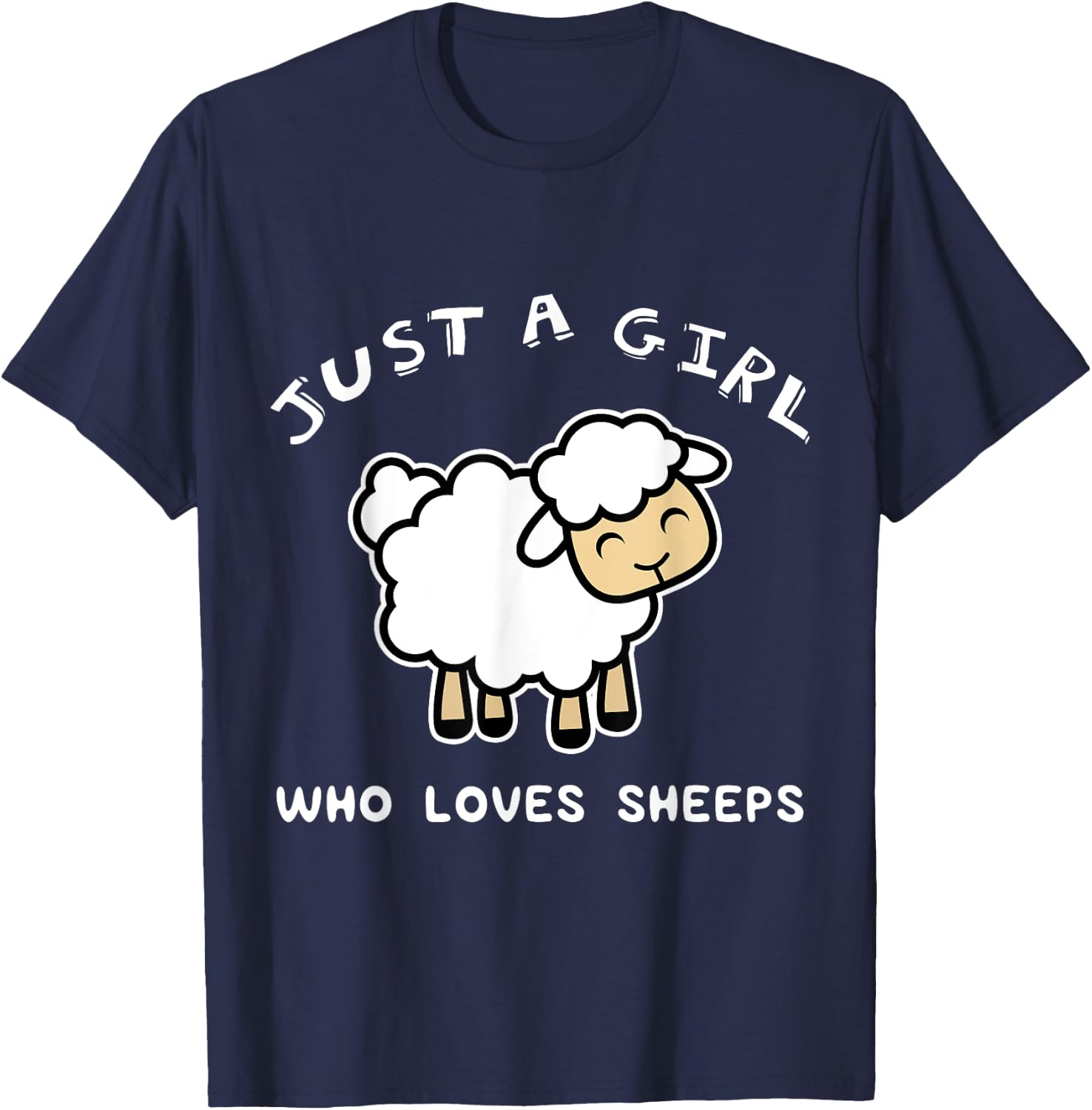 Just A Girl Who Loves Sheep Shirt, Sheep , Farm Shirt T-Shirt - T-Shirt | Navy