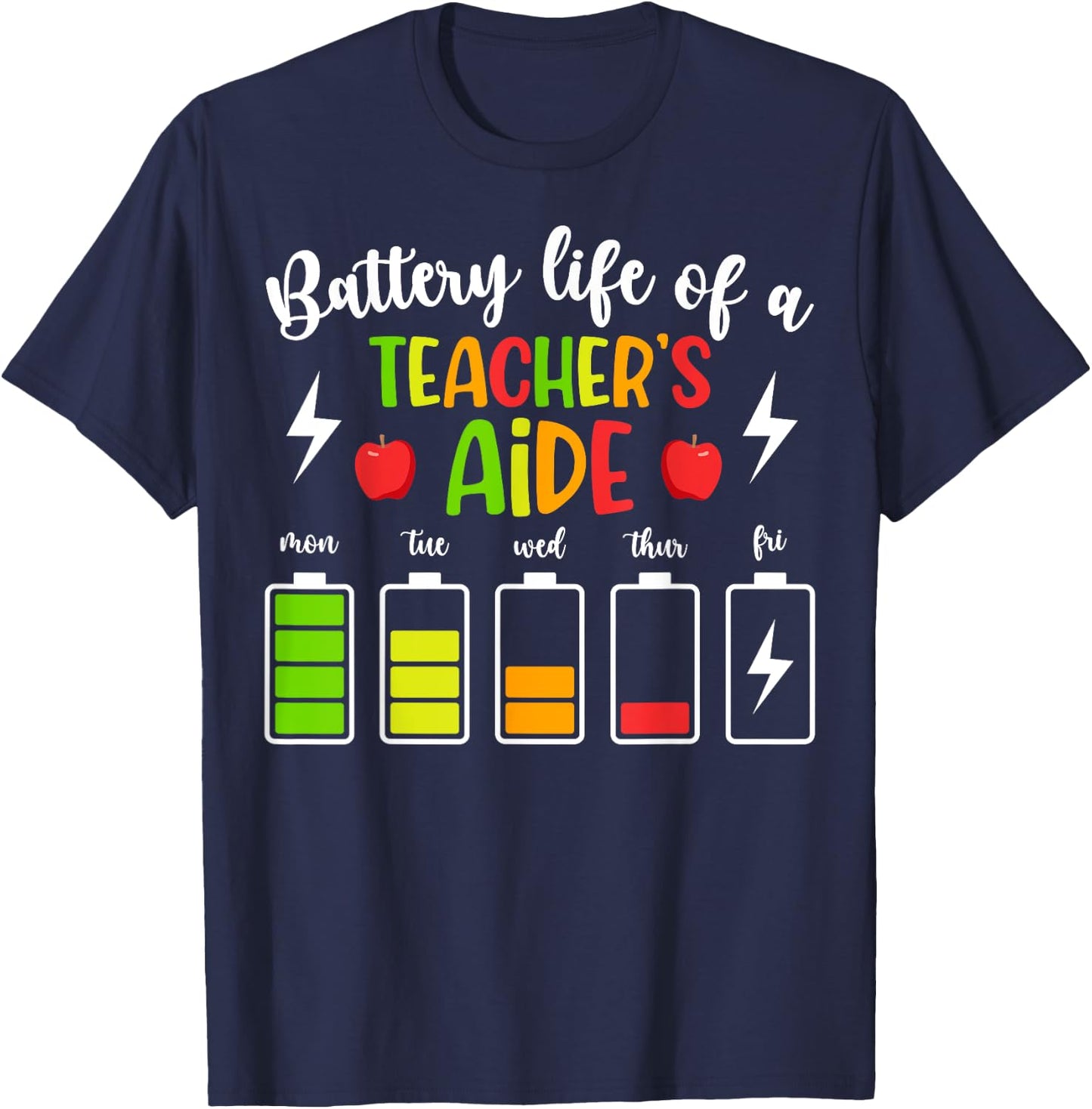 Battery Life Of A Teacher's Aide Teaching Assistant T-Shirt - T-Shirt | Navy