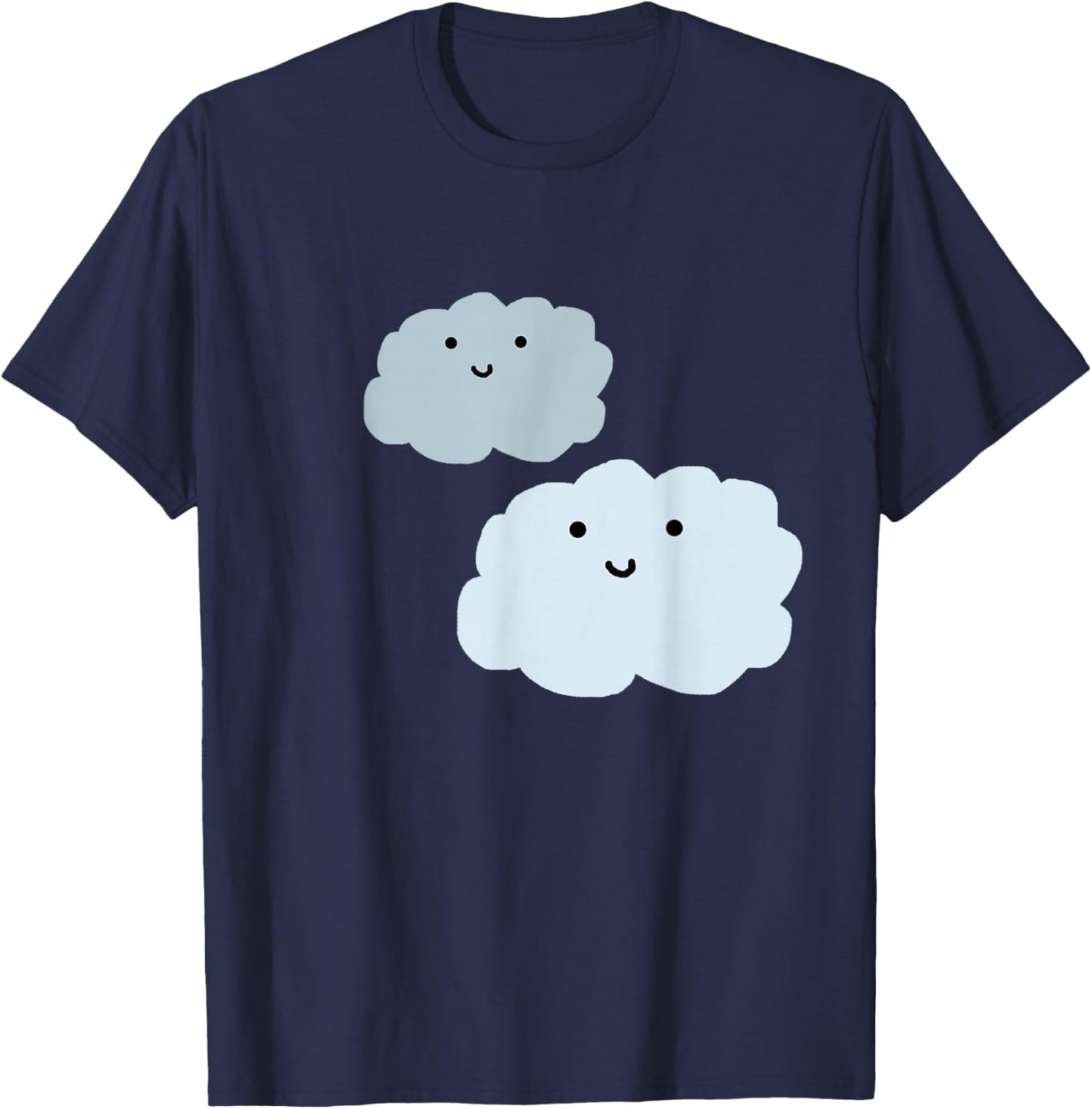 Two Smiling Blue Clouds Fun T-Shirt - T-Shirt | Navy
