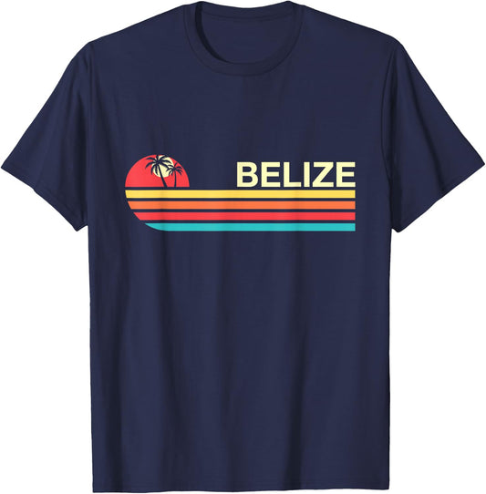 Belize Colorful Vintage Style T-Shirt - T-Shirt | Navy