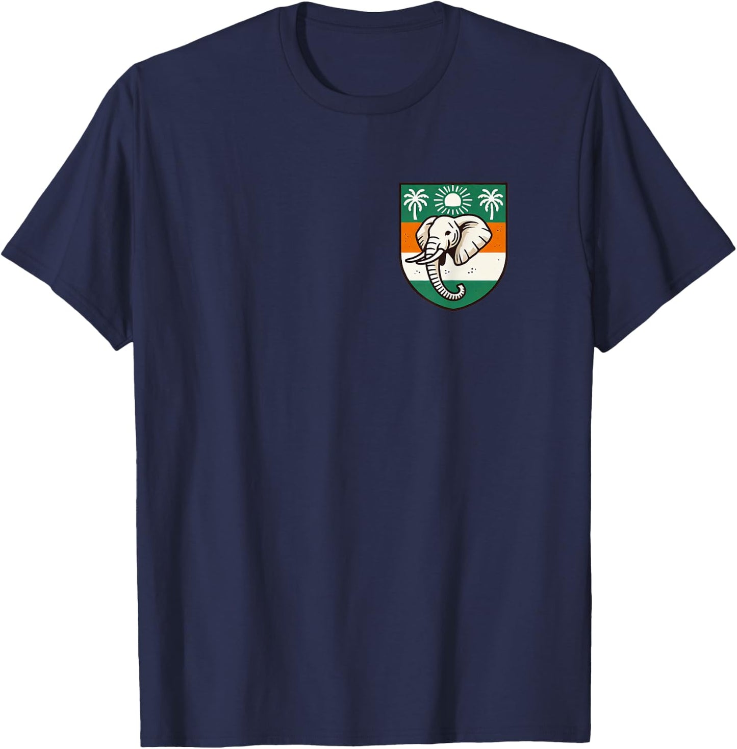 Ivory Coast Pocket Wear Ivorian Elephant Flag T-Shirt - T-Shirt | Navy