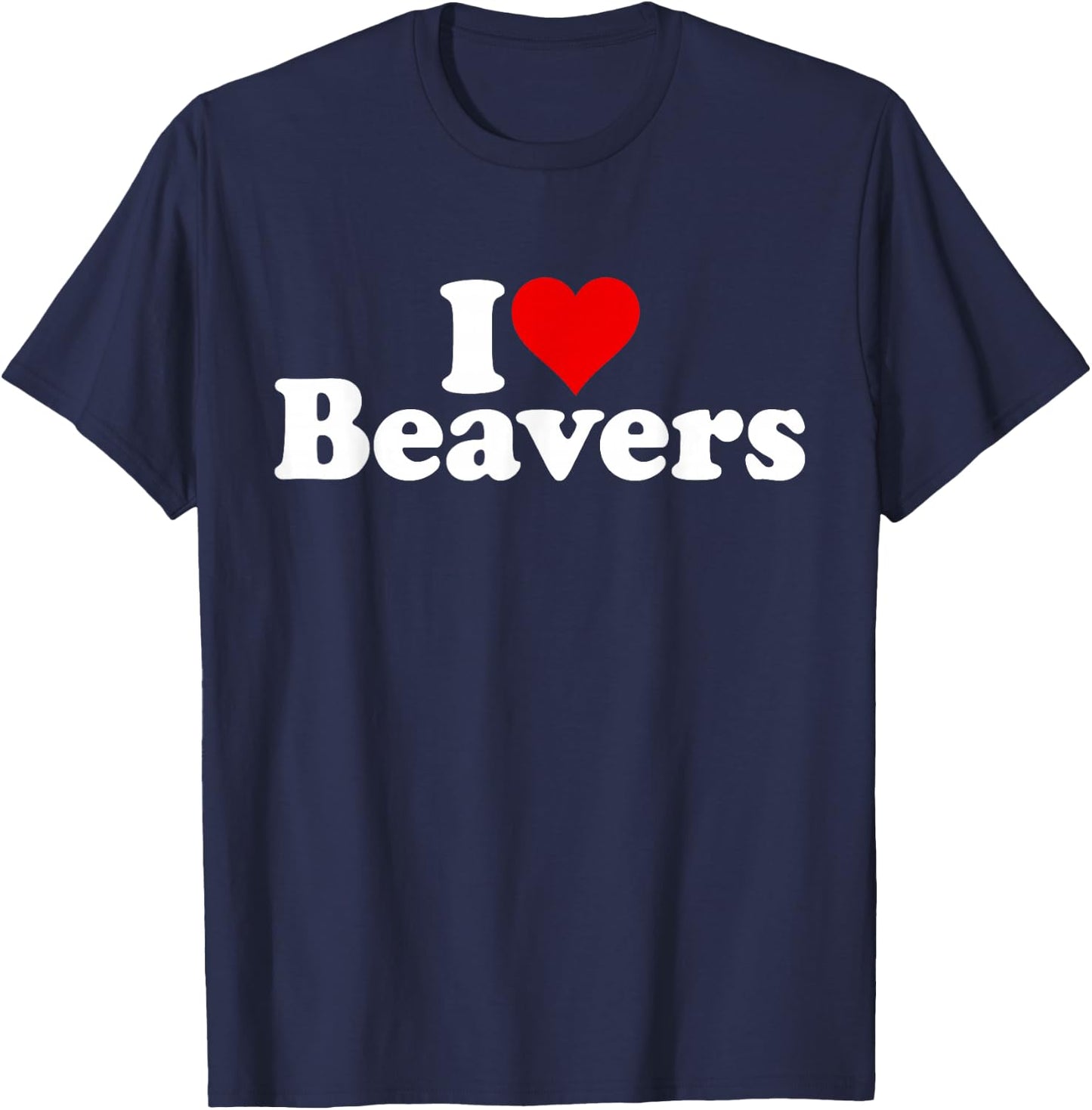 I Love Heart Beavers T-Shirt - T-Shirt | Navy