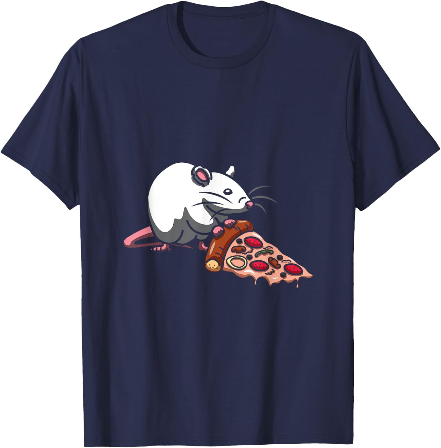 Mouse Rat Italian Dish Pizzetta Baker Foodie Pizza T-Shirt - T-Shirt | Navy