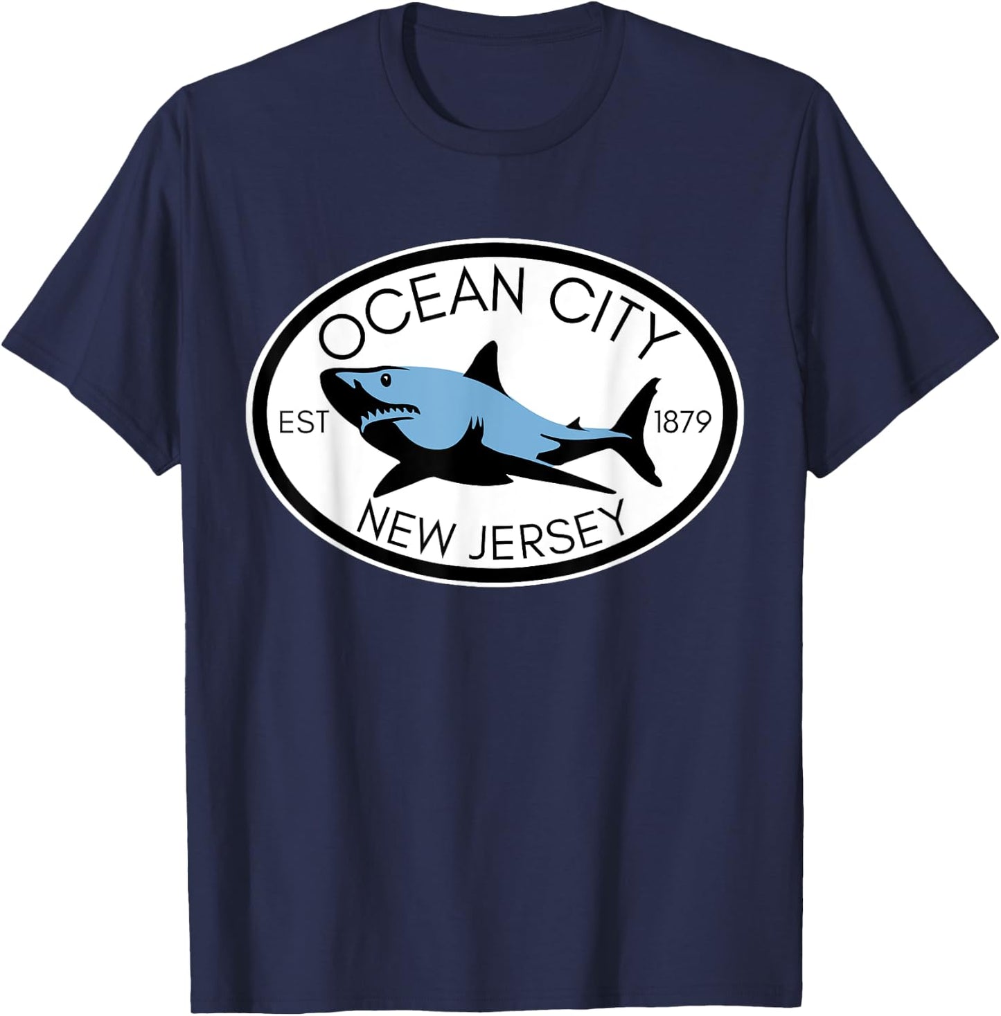 Ocean City New Jersey Fishing Shark Fish Beach Boating NJ Men Women Girls Kids T-Shirt - T-Shirt | Navy