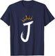 Queen King Letter J - Favorite Letter With Crown Alphabet T-Shirt - T-Shirt | Navy