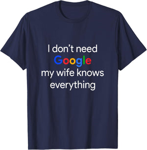 with German Text "Ich Brauche Google Nicht, Meine Frau weiß Alles Funny Husband" T-Shirt - T-Shirt | Navy