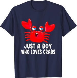 Just a Boy Who Loves Crabs T-Shirt - T-Shirt | Navy