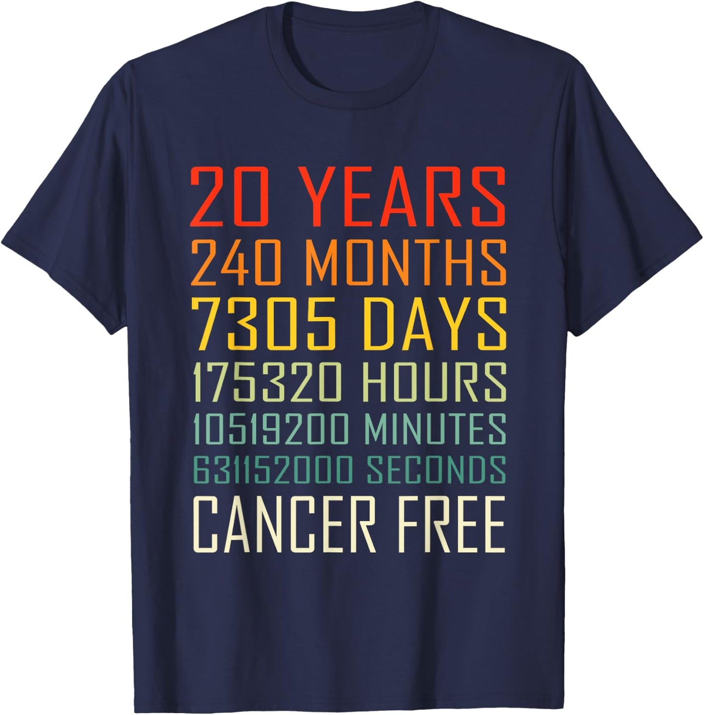 Vintage Cancer Awareness Vintage 20 Years Cancer Free T-Shirt - T-Shirt | Navy