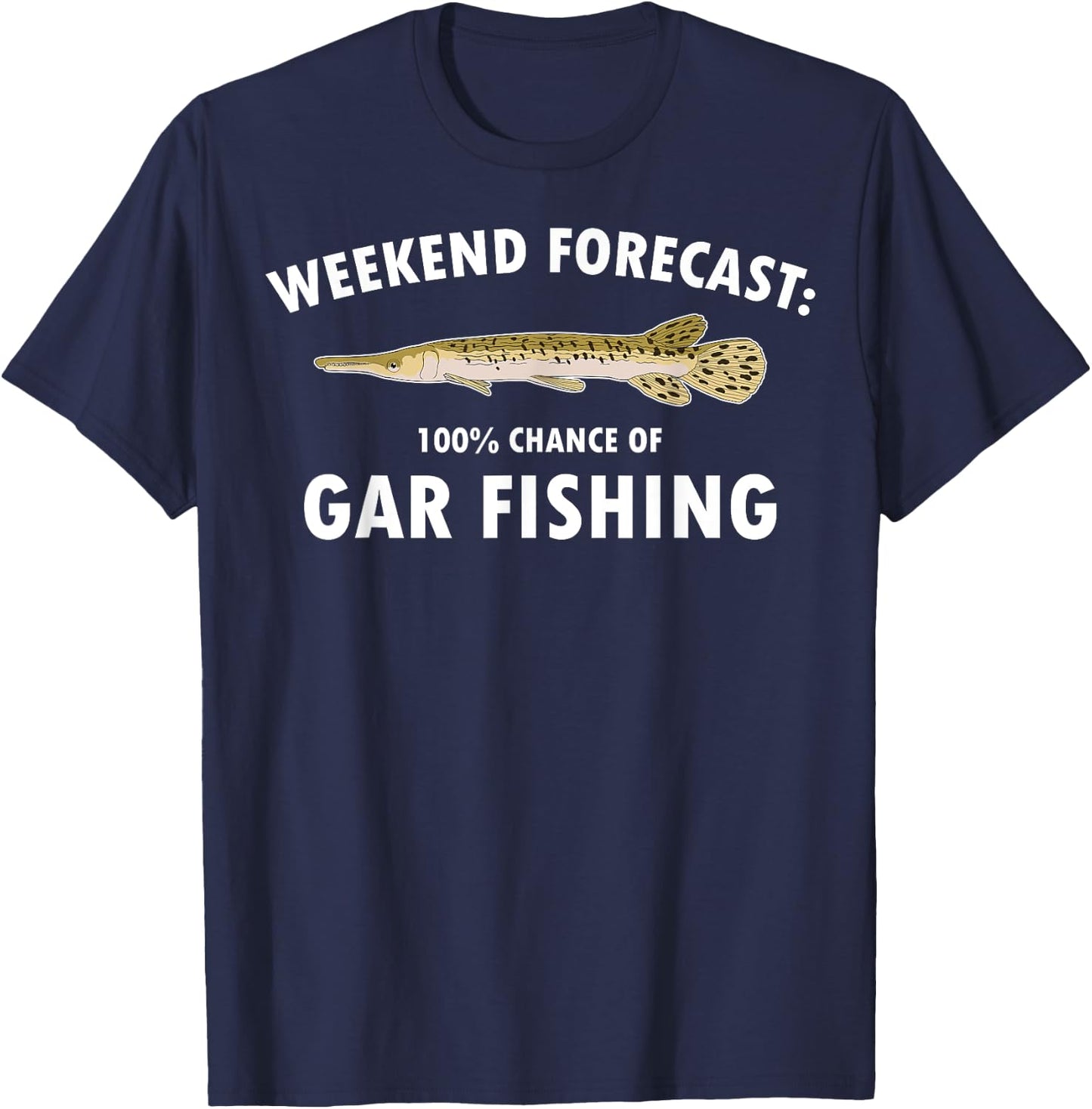 Funny Weekend Forecast Alligator Gar Fishing T-Shirt - T-Shirt | Navy