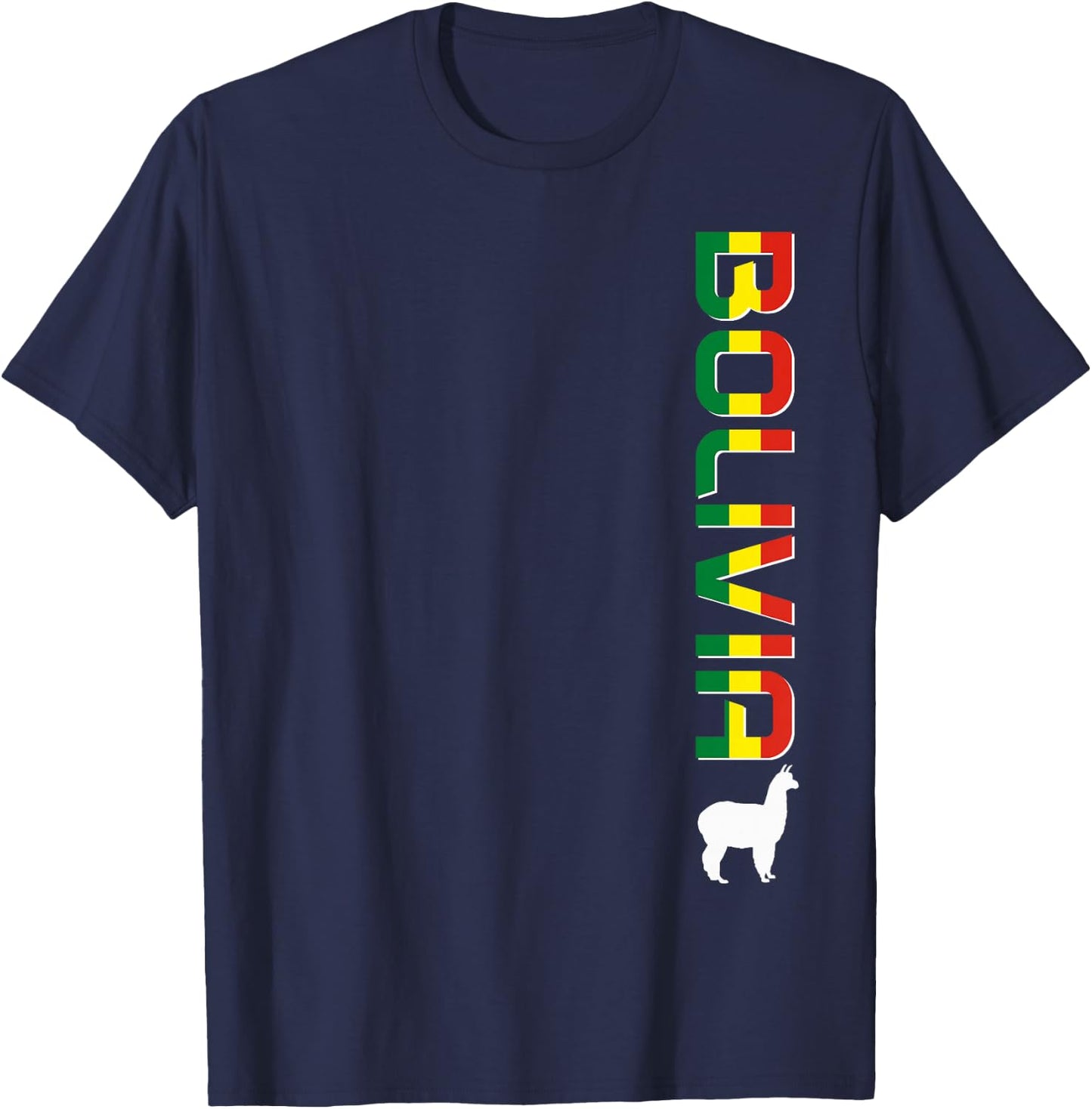 Bolivia Llama Alpaca Bolivian Flag Souvenir Vintage T-Shirt - T-Shirt | Navy