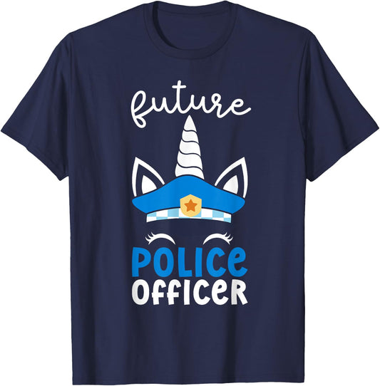 Future Police Officer Girl Unicorn Future Policeman Kids T-Shirt - T-Shirt | Navy