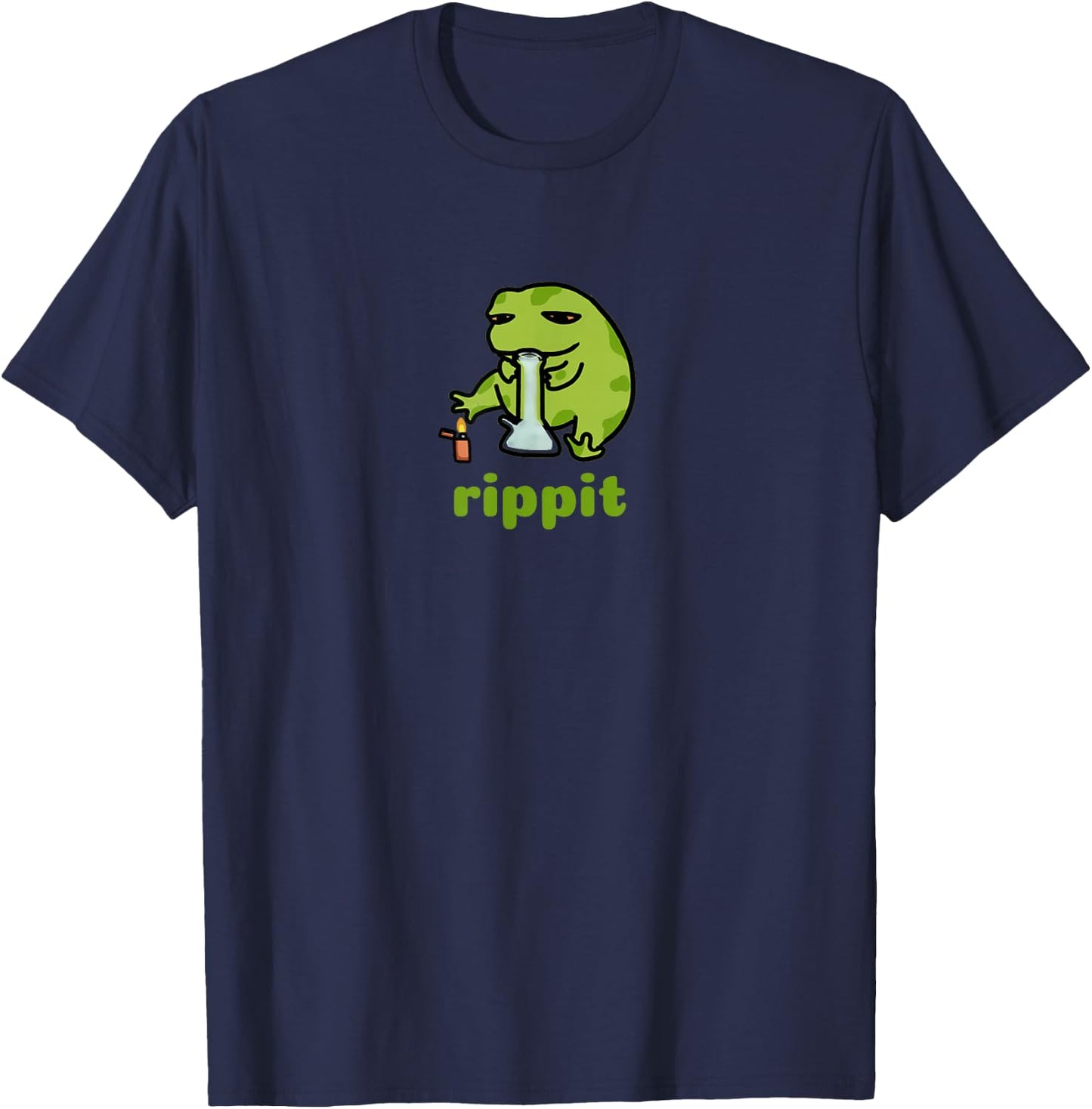 Rippit Stoner Frog | Weed, Marijuana Smoker, Cannabis 420 T-Shirt - T-Shirt | Navy