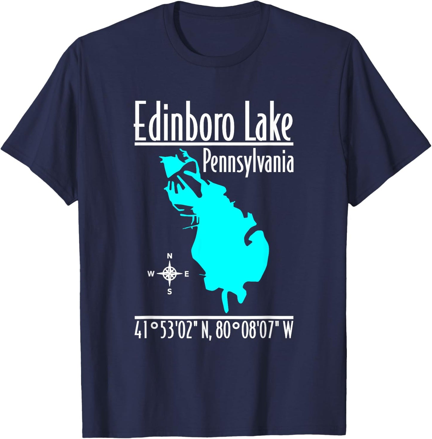 Modern Edinboro Lake - Pennsylvania T-Shirt - T-Shirt | Navy