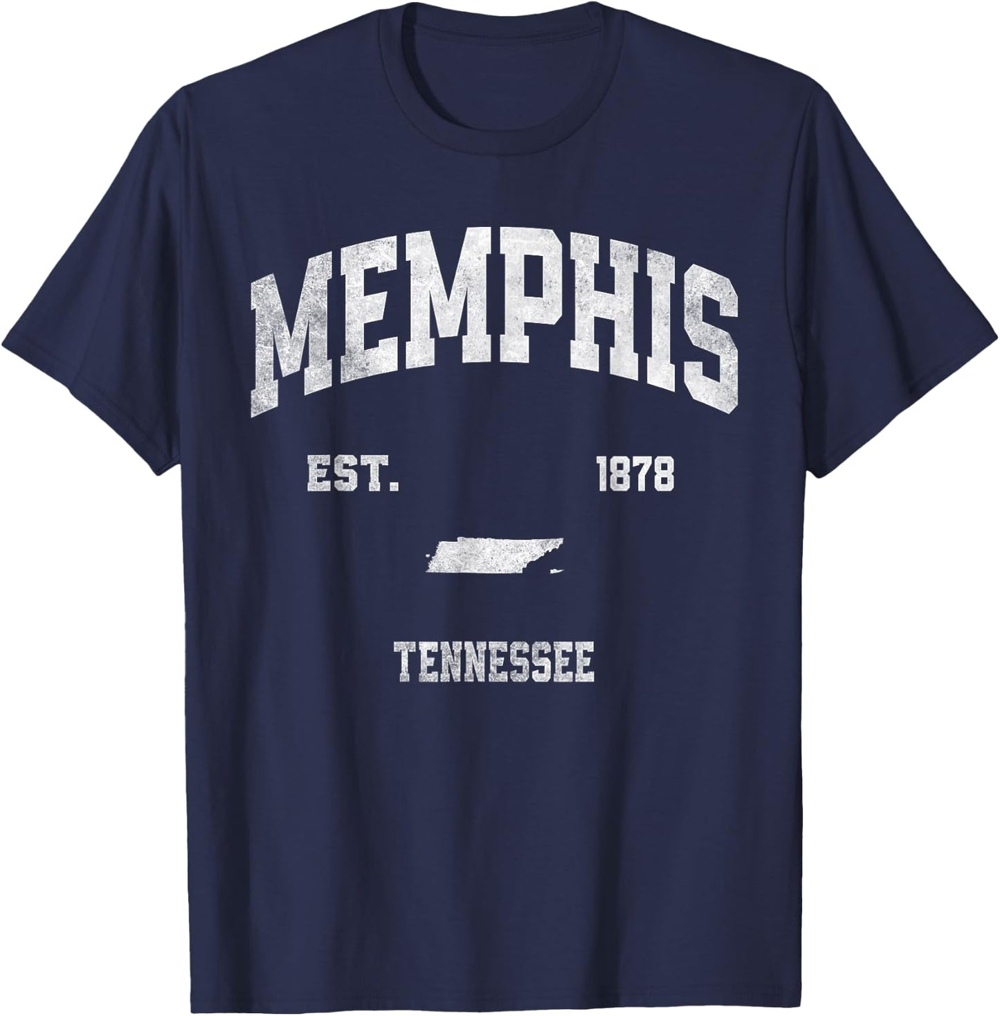 Memphis Tennessee TN Athletic Throwback Souvenir T-Shirt - T-Shirt | Navy