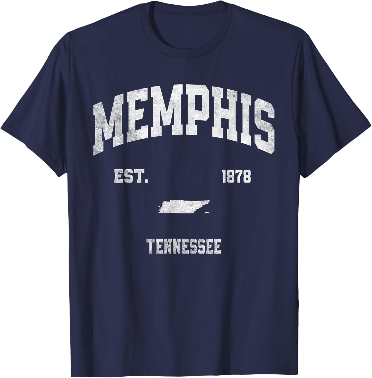 Memphis Tennessee TN Athletic Throwback Souvenir T-Shirt - T-Shirt | Navy