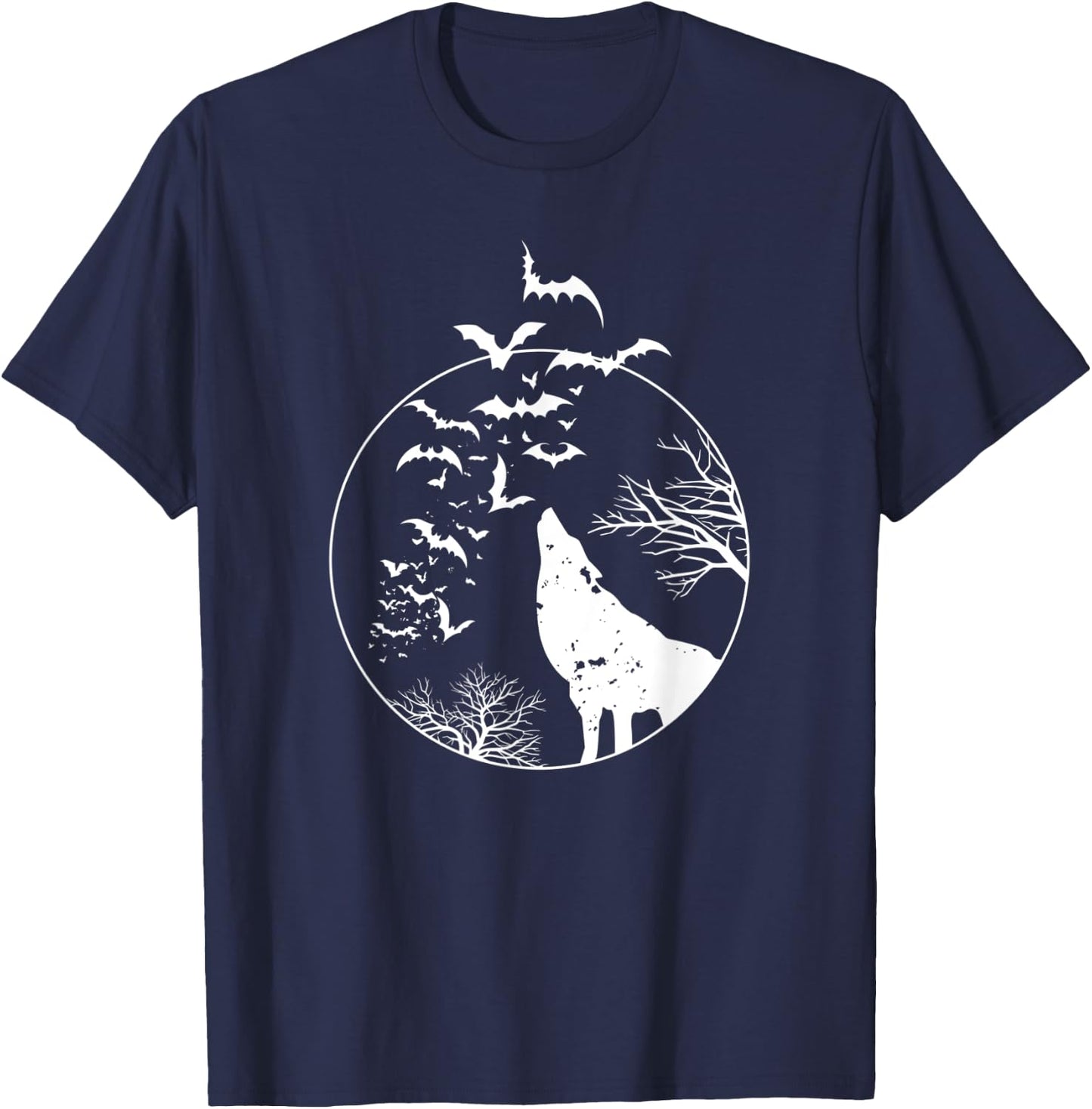 Scary bats werewolf wolf Halloween costume T-Shirt - T-Shirt | Navy