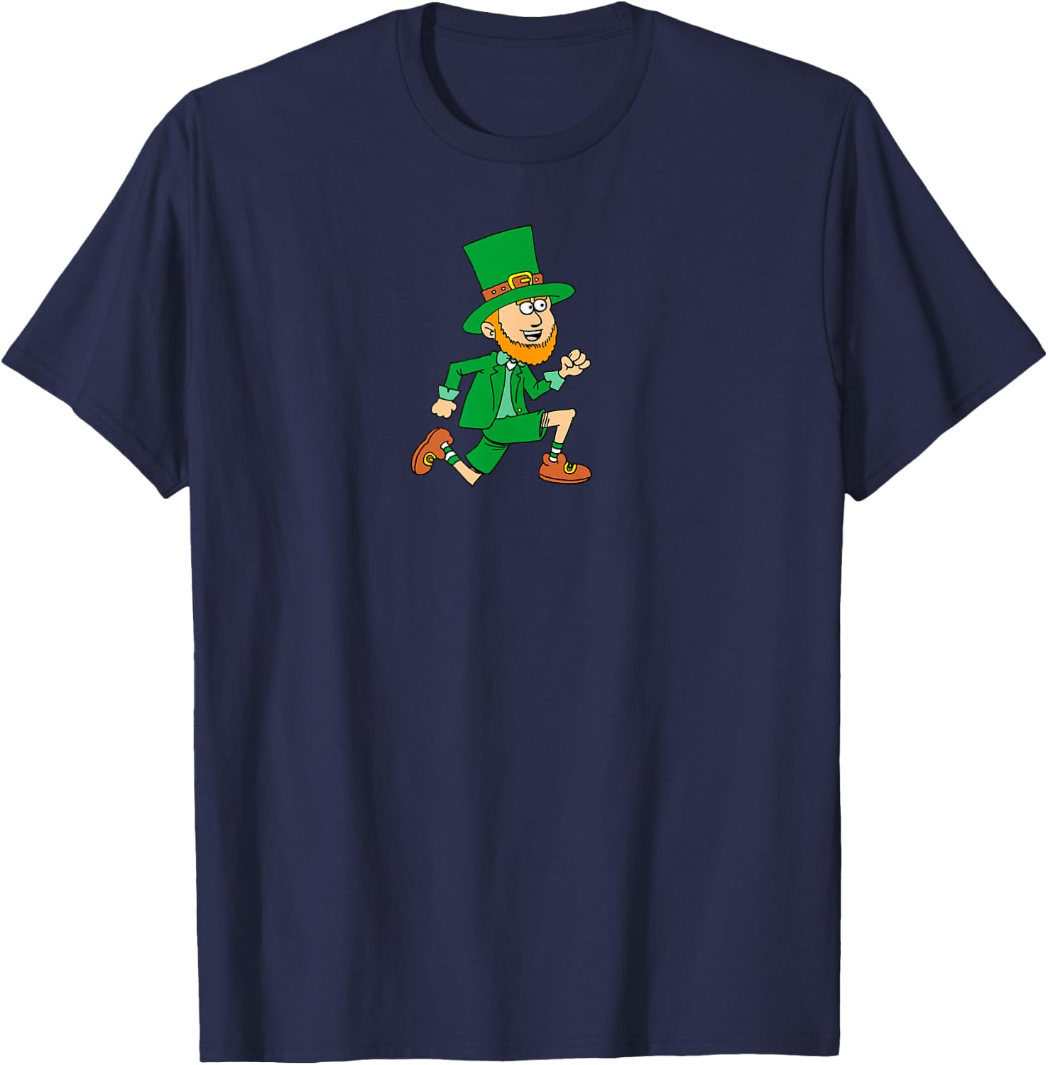 Running Leprechaun Funny St Patricks Race T-Shirt - T-Shirt | Navy