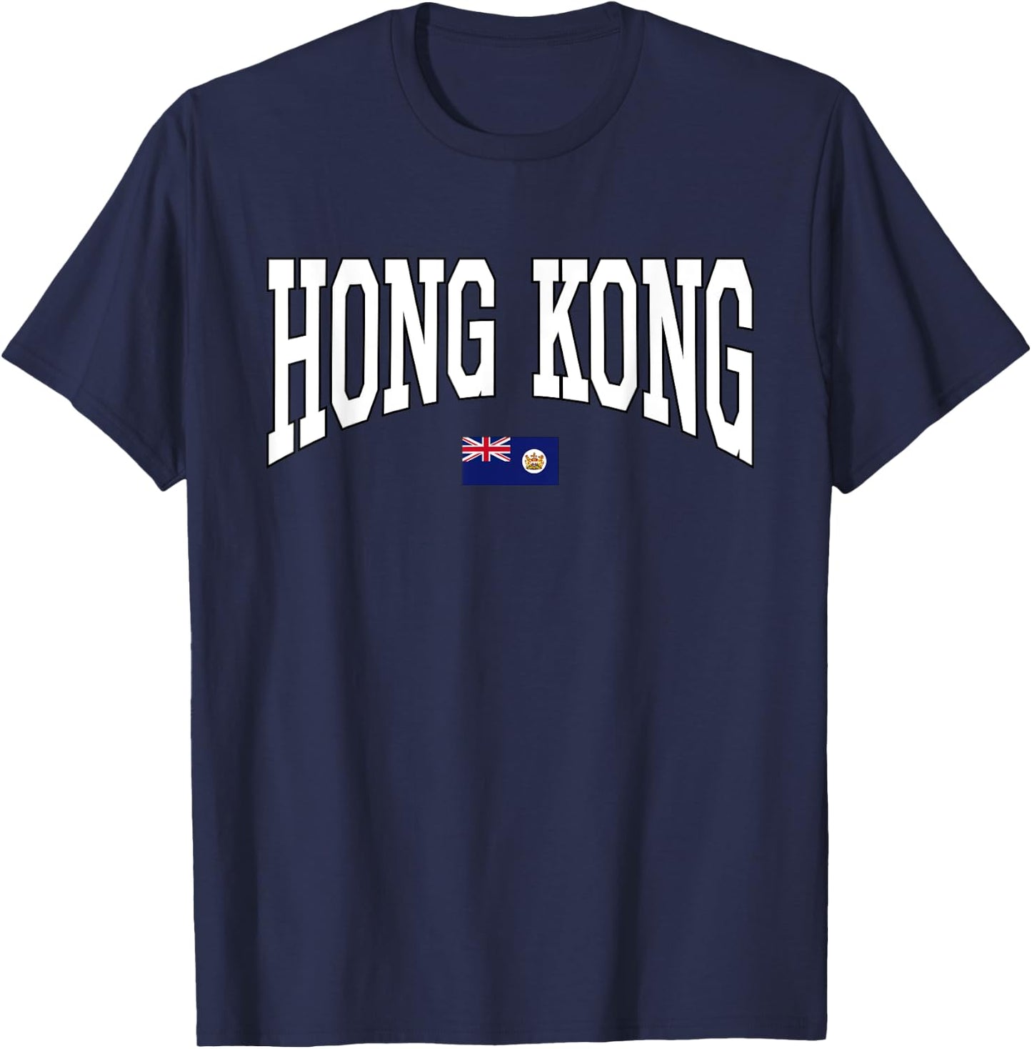 Classic British Hong Kong Flag Hongkonger Vintage Campus T-Shirt - T-Shirt | Navy