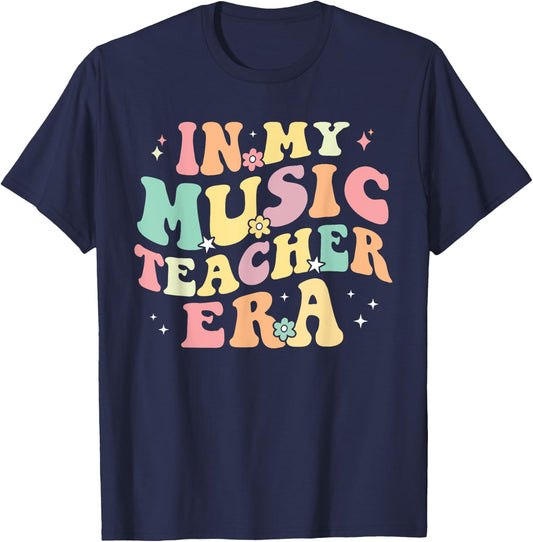 in My Music Teacher Era Retro Back to School Musician Band Men Women T-Shirt - T-Shirt | Navy
