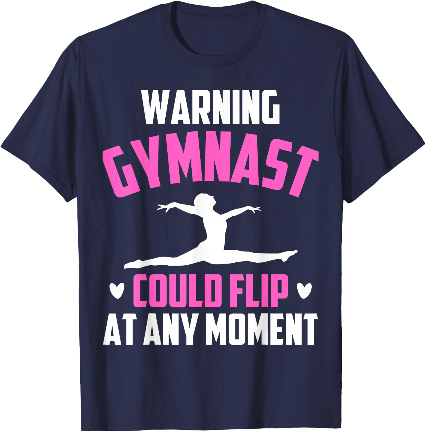 Warning Gymnast Could Flip At Any Moment For Girls Kids T-Shirt - T-Shirt | Navy
