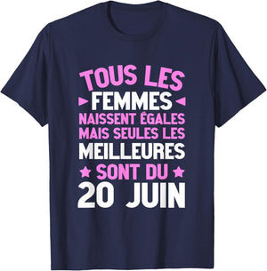 Humour Anniversaire Née 20 Juin Meilleures Citation T-Shirt - T-Shirt | Navy