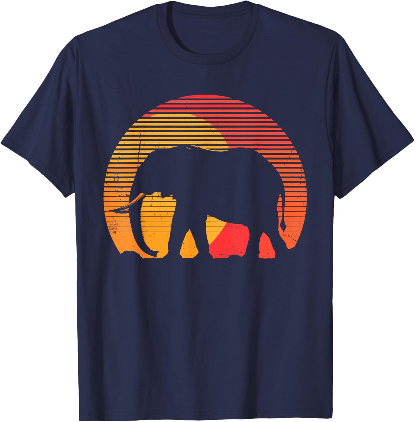 Retro Vintage Elephant 70s 80s Elephant Wild Animals Lover T-Shirt - T-Shirt | Navy