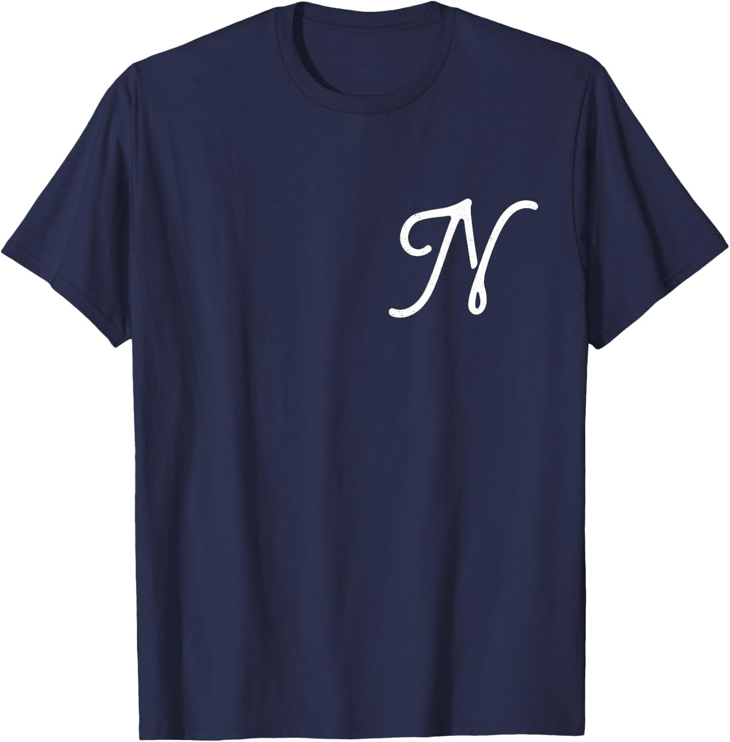 Vintage-style Letter N | Initial | Monogram | Script font T-Shirt - T-Shirt | Navy
