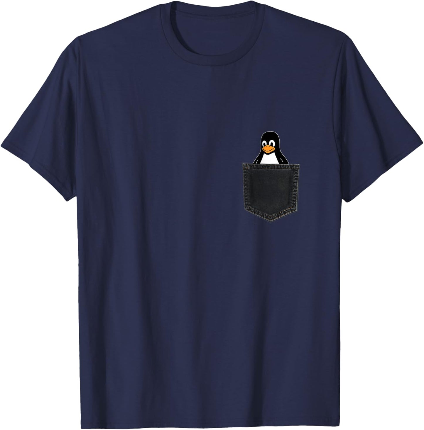 Linux Tux In A Pocket Penguin in Chest Pocket Admin T-Shirt - T-Shirt | Navy