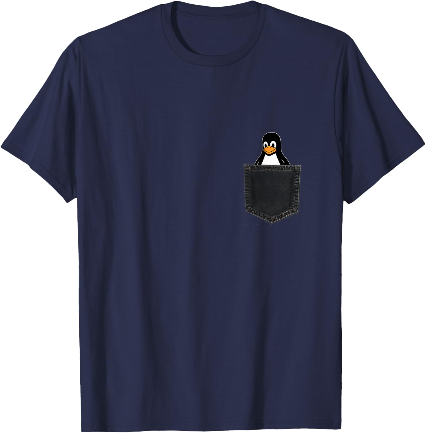 Linux Tux In A Pocket Penguin in Chest Pocket Admin T-Shirt - T-Shirt | Navy