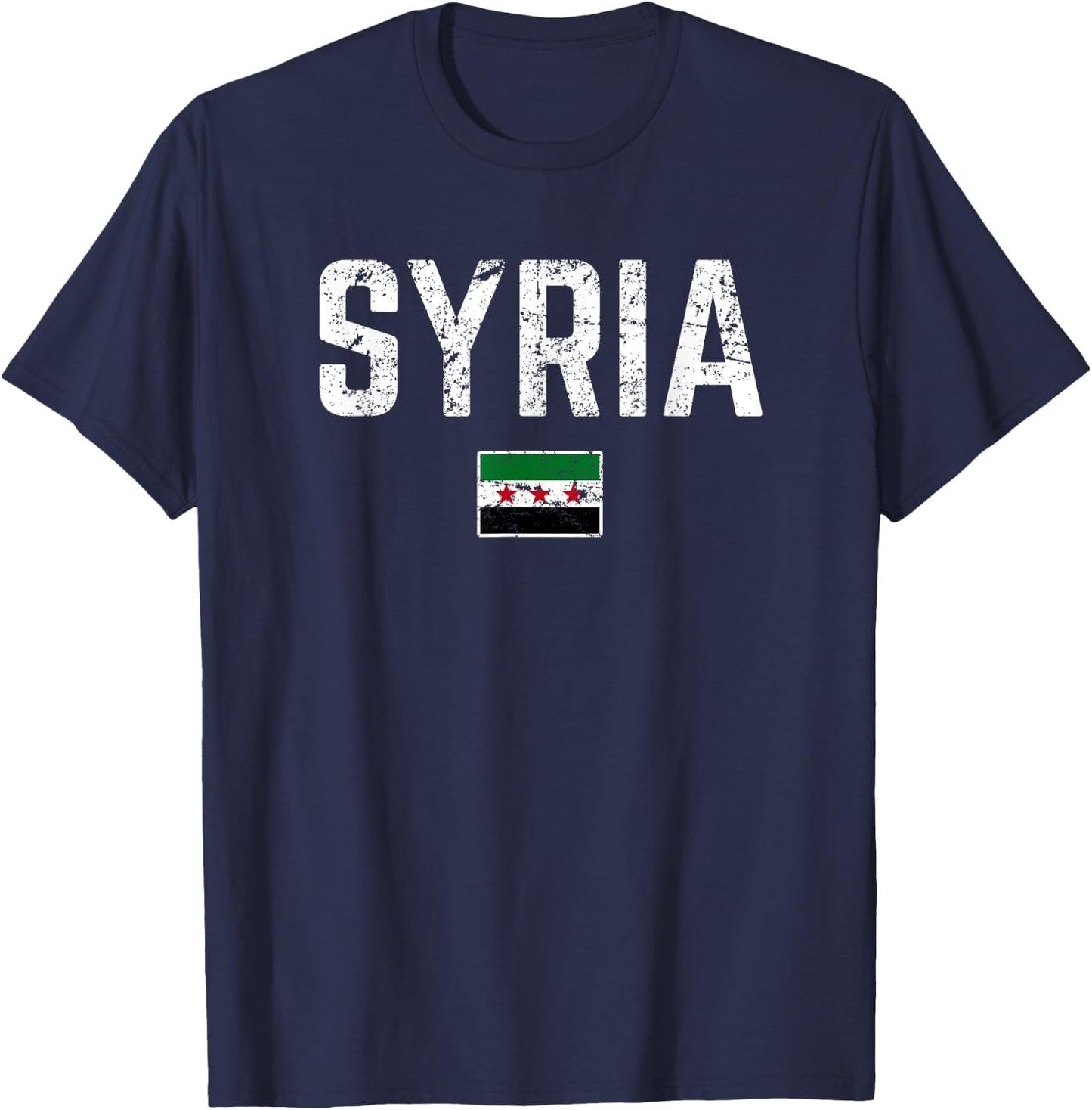 SYRIA Flag Vintage | Men Women Kids | SYRIA T-Shirt - T-Shirt | Navy