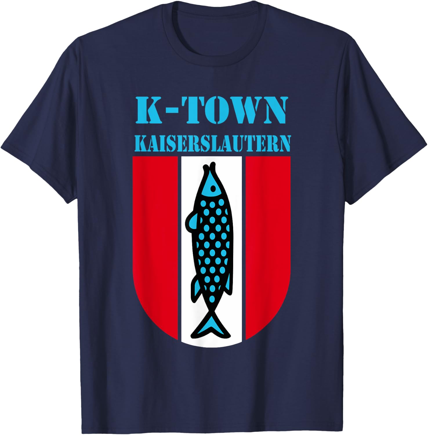 K-Town Kaiserslautern Deutschland Fisch Emblem Vintage T-Shirt - T-Shirt | Navy