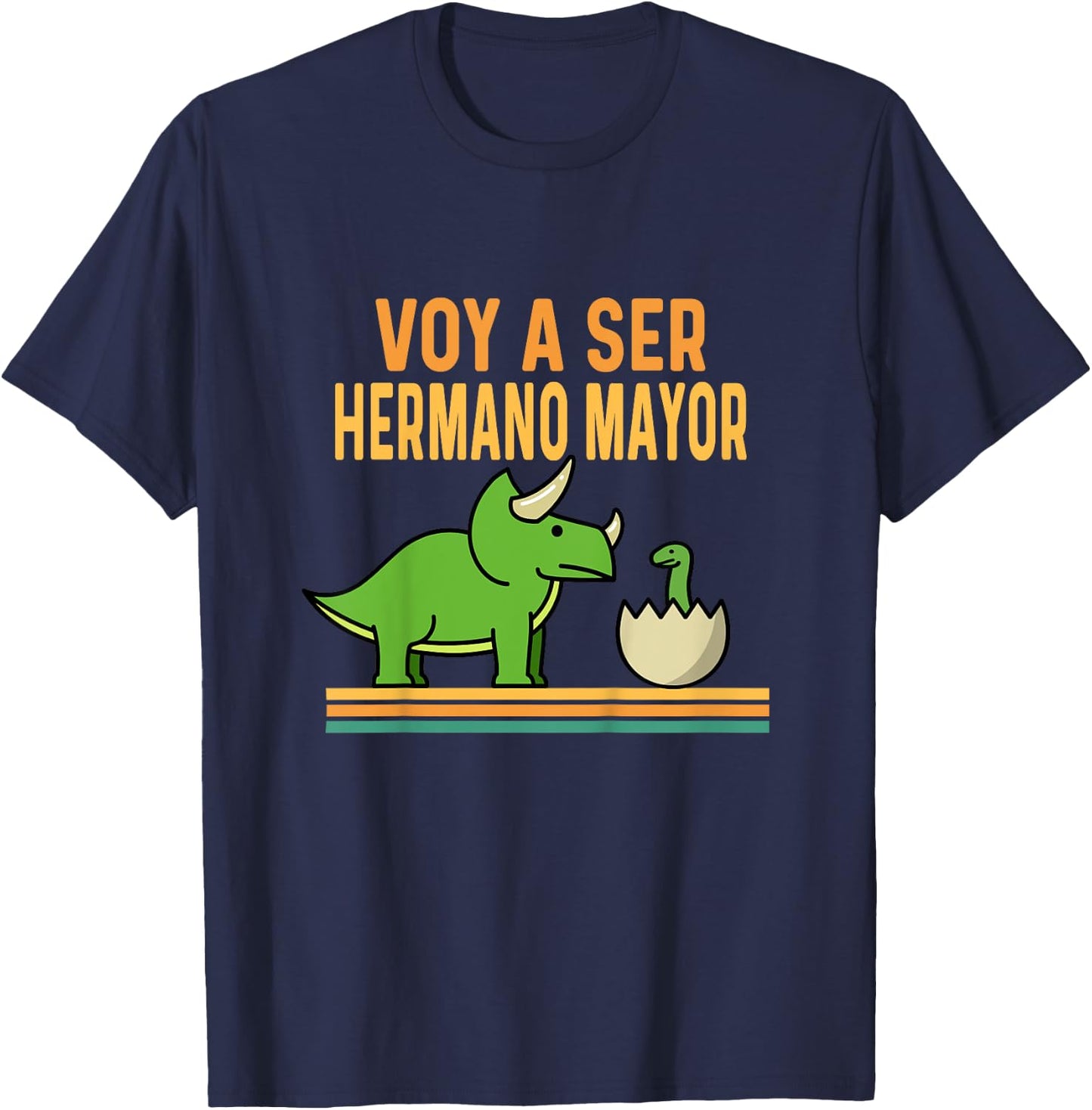 Children's Voy A Ser Hermano Mayor Baby Triceratops Dinosaur , black T-Shirt - T-Shirt | Navy