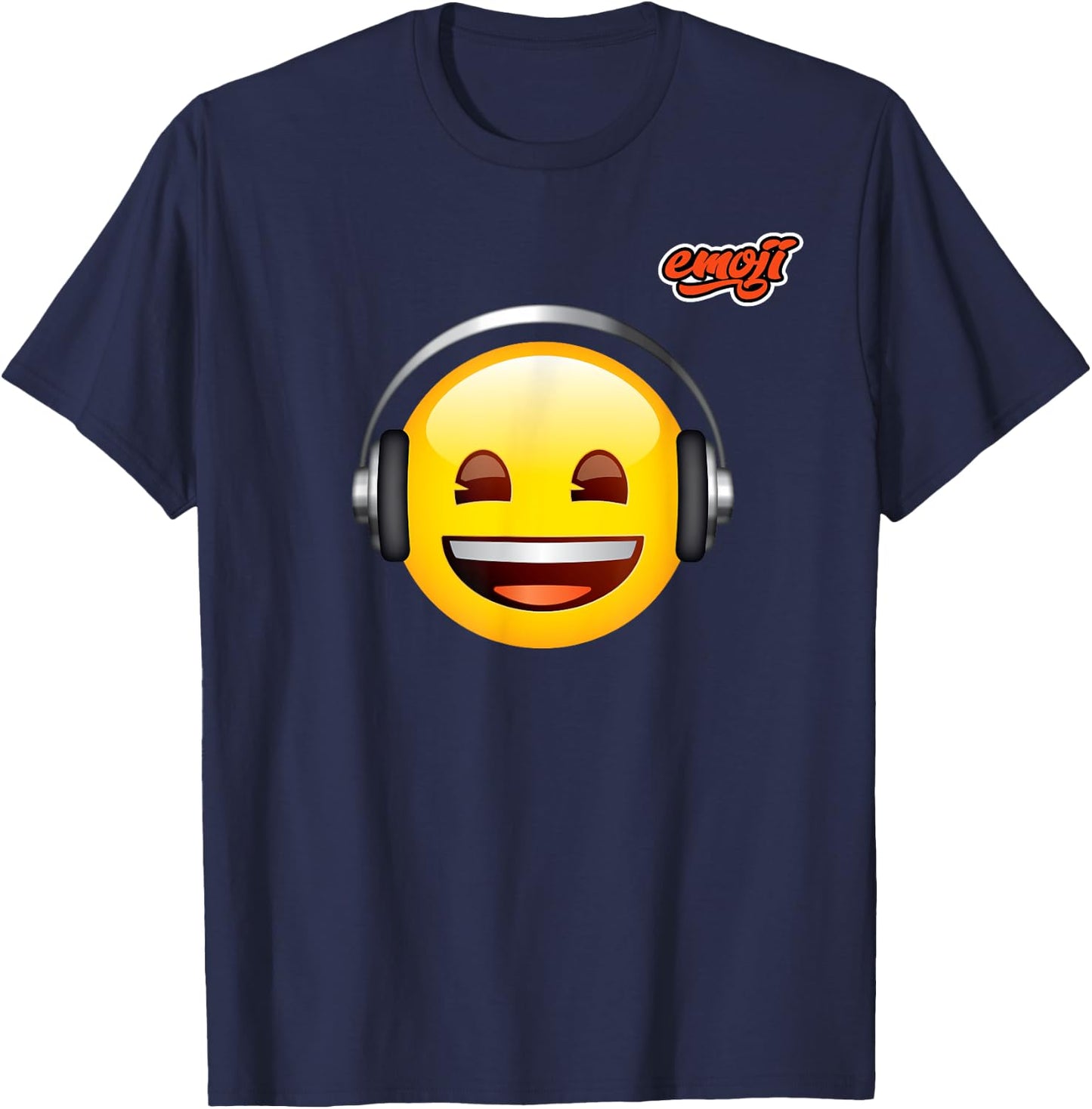 casques musique visage heureux Brillant T-Shirt - T-Shirt | Navy
