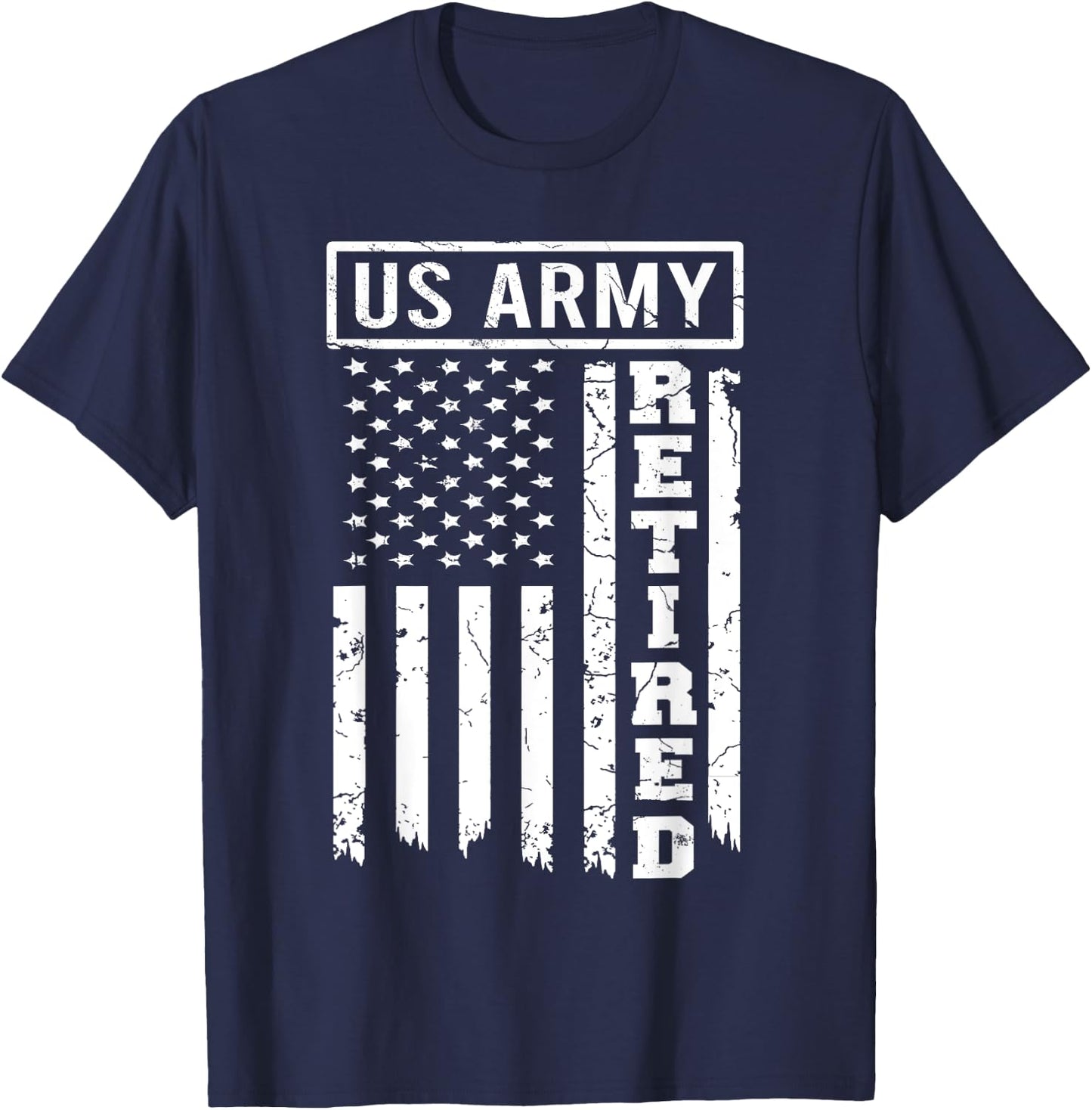 Retired US Army American Flag Retirement 2021 Men Women T-Shirt - T-Shirt | Navy