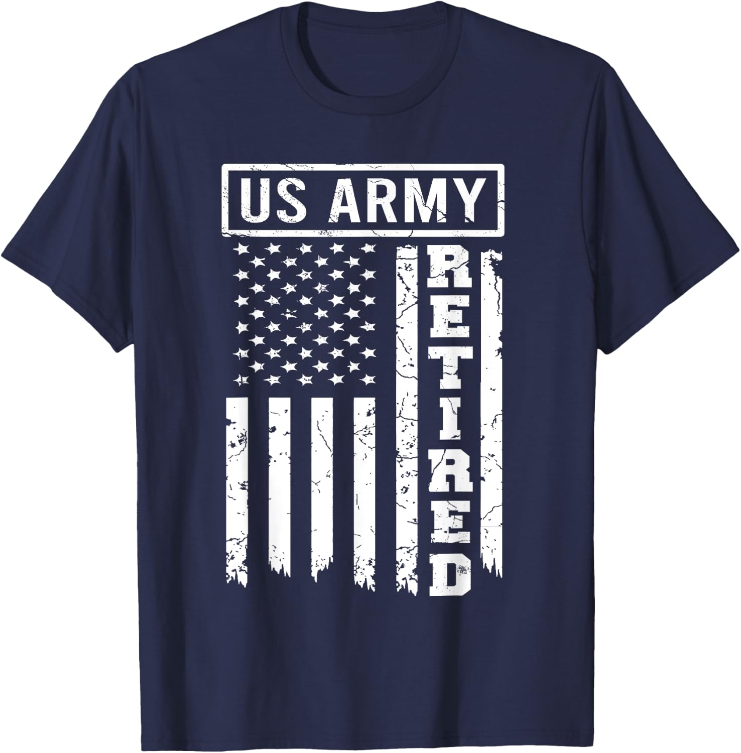Retired US Army American Flag Retirement 2021 Men Women T-Shirt - T-Shirt | Navy