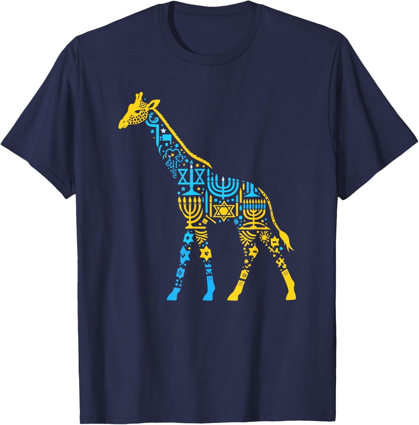 Giraffe Menorah Dreidel Jewish Hanukkah Kids T-Shirt - T-Shirt | Navy