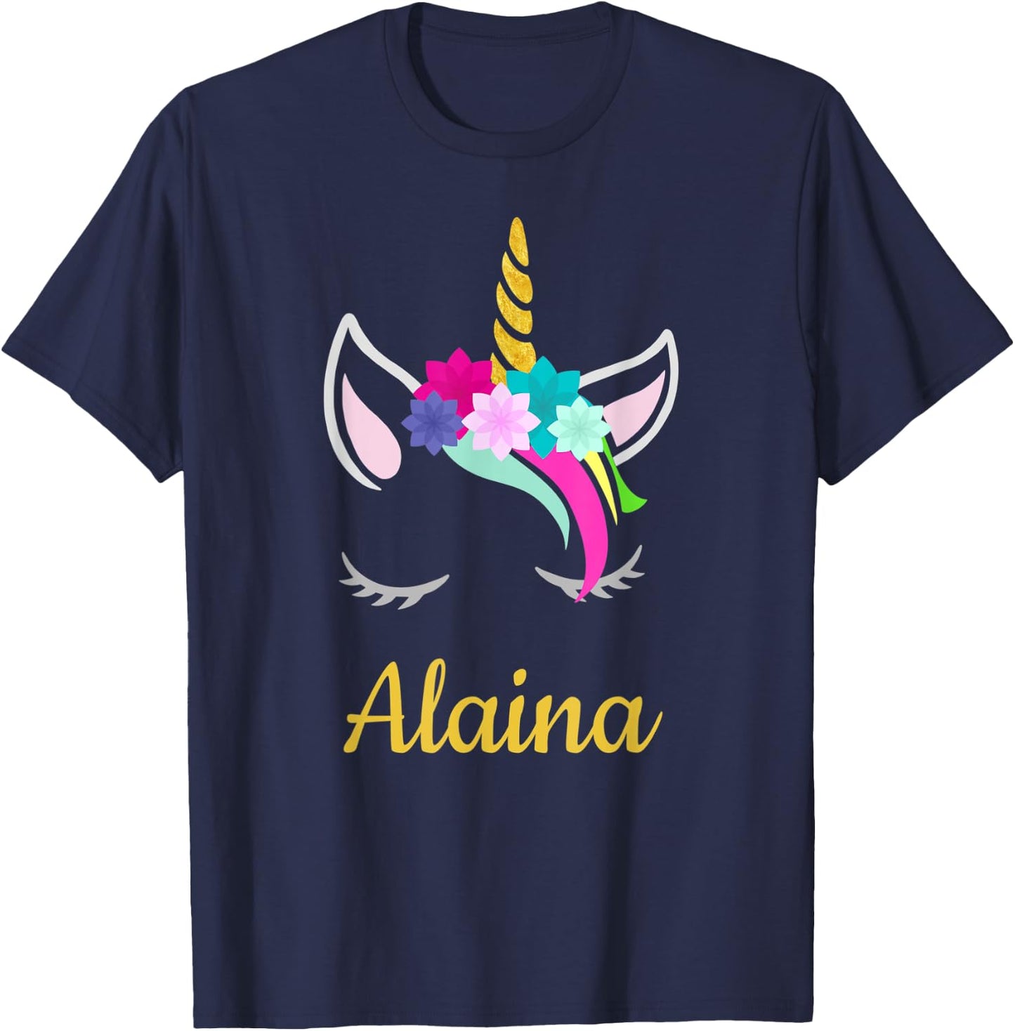 Alaina Dark Unicorn Name T-Shirt - T-Shirt | Navy