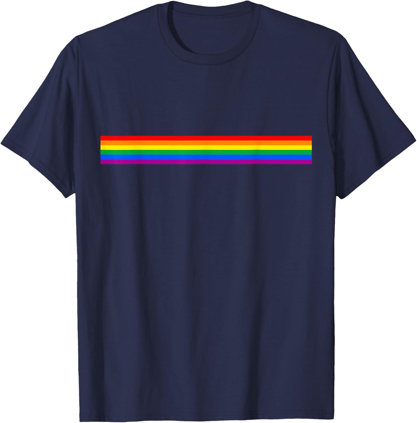 LGBT Flag Pride Month Rainbow Stripes Lesbian Gay Love , Black, S T-Shirt - T-Shirt | Navy